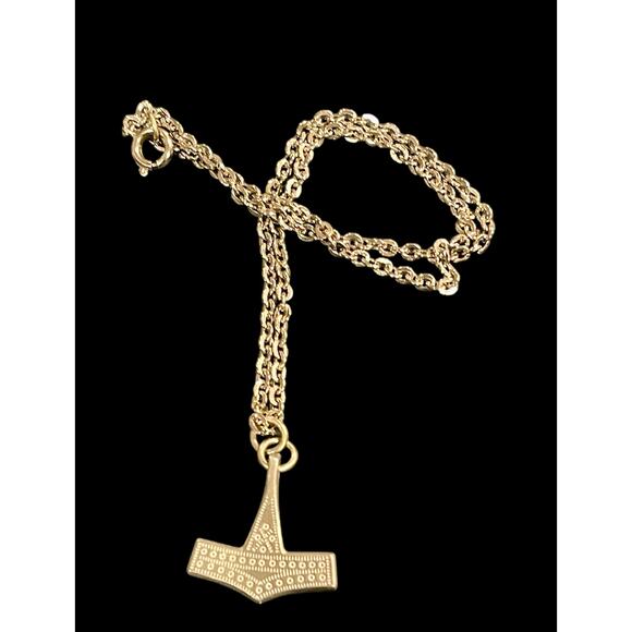 VTG JORGEN JENSEN DENMARK PEWTER THOR'S HAMMER PENDANT ON CHAIN VIKING NECKLACE - Picture 9 of 9
